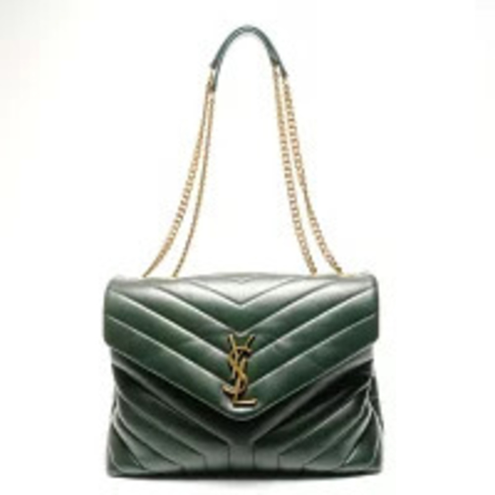 Yves Saint Laurent Monogram Matelasse Chevron Loulou Leather Shoulder Bag Green - Picture 13 of 13